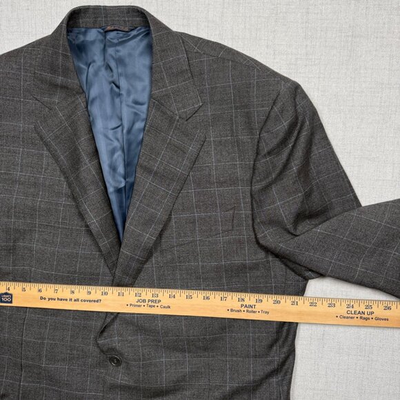 Vintage Trussini Blazer Checked Wool Gray Classic Fit Two Button Size 41 - Picture 6 of 11